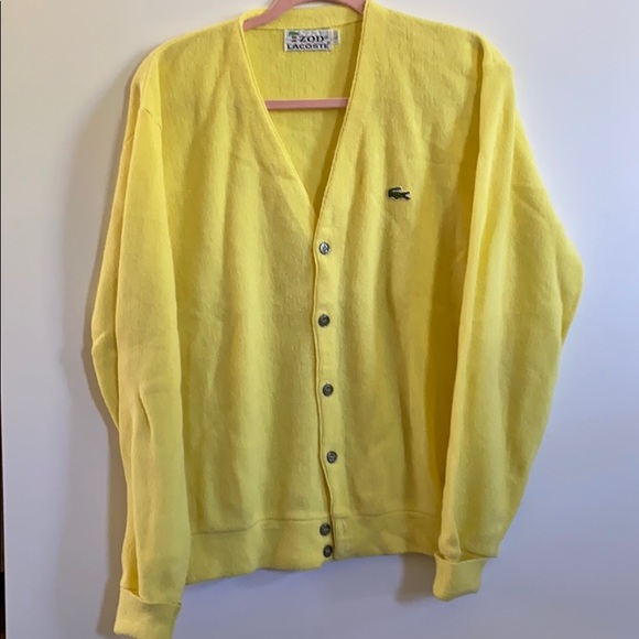 yellow lacoste cardigan